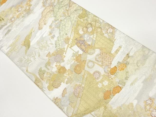 JAPANESE FUKURO OBI / WOVEN FLORAL PLANTS